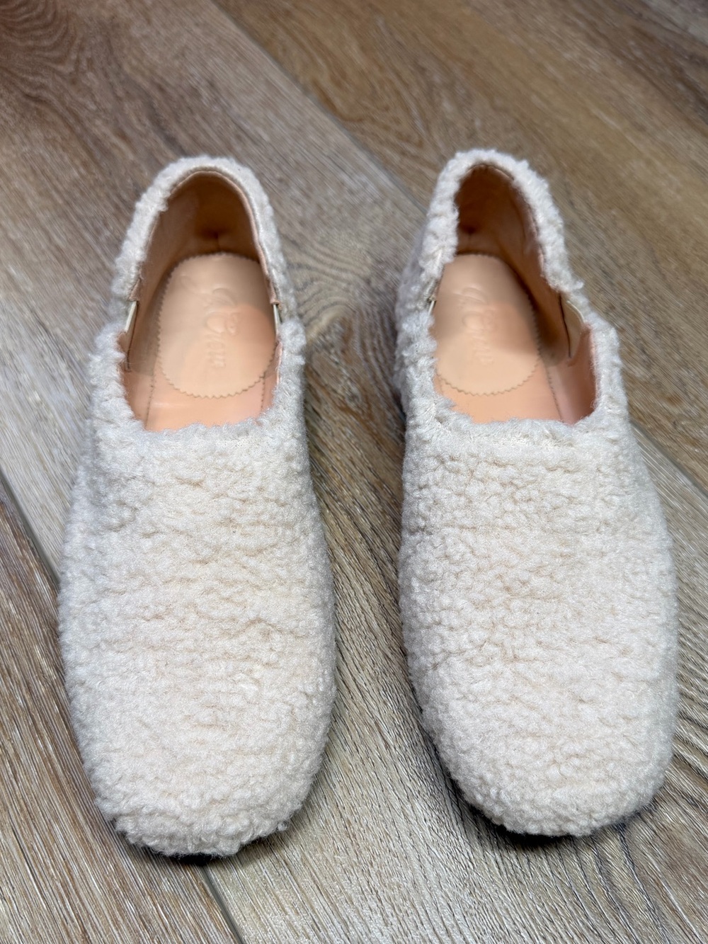 J.Crew Faux Shearling Sherpa Ballet Flats Ivory Cream Size 7 EUC